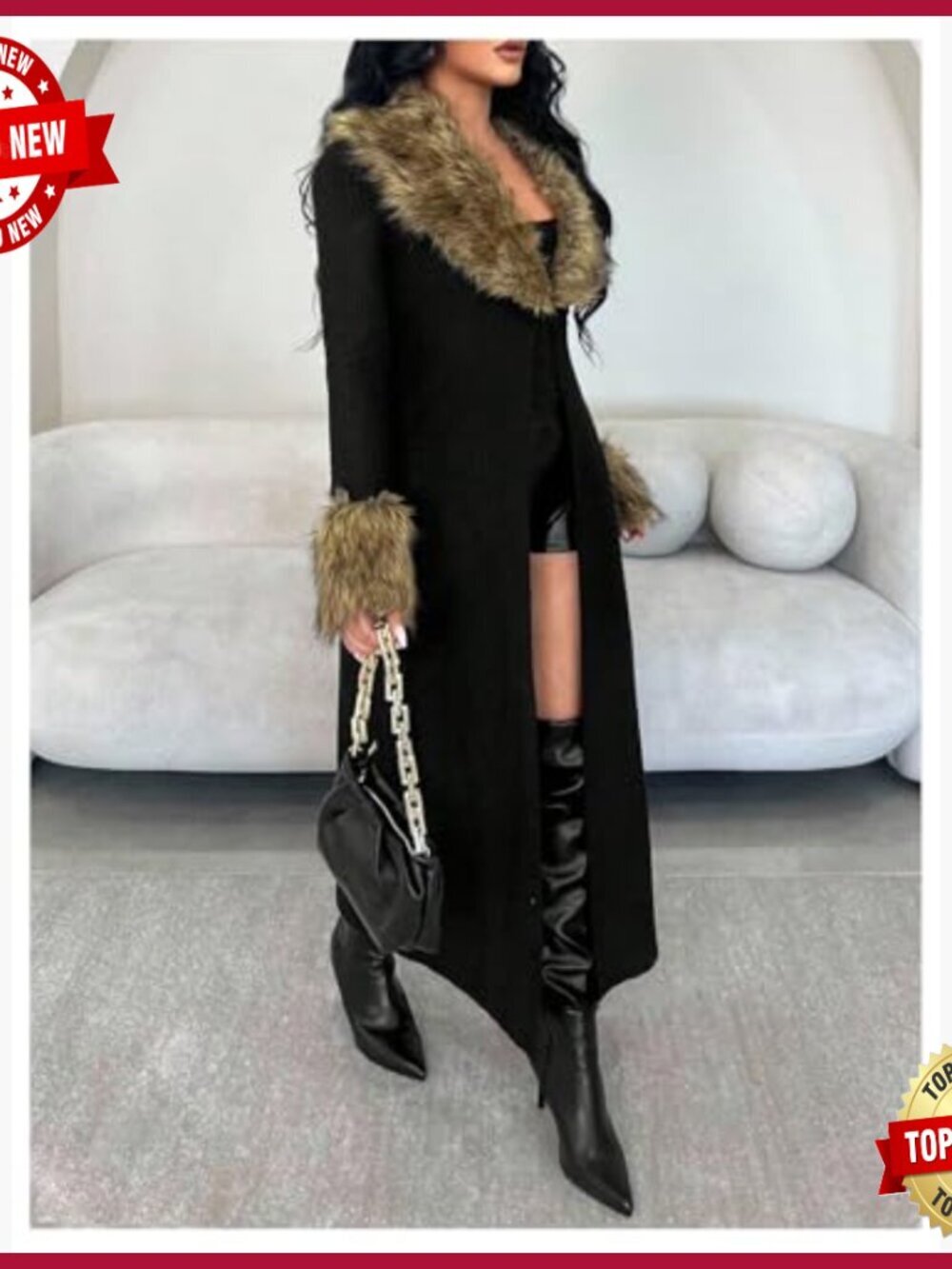 Open Front Long Cardigan Sweater Fuzzy Fall Winter Outerwear Coat - Picture 3 of 7